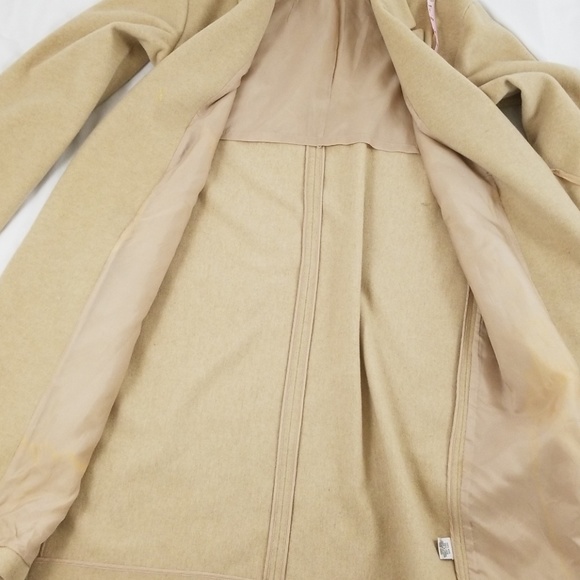 Long wool tan cream coat -LC - Picture 7 of 8